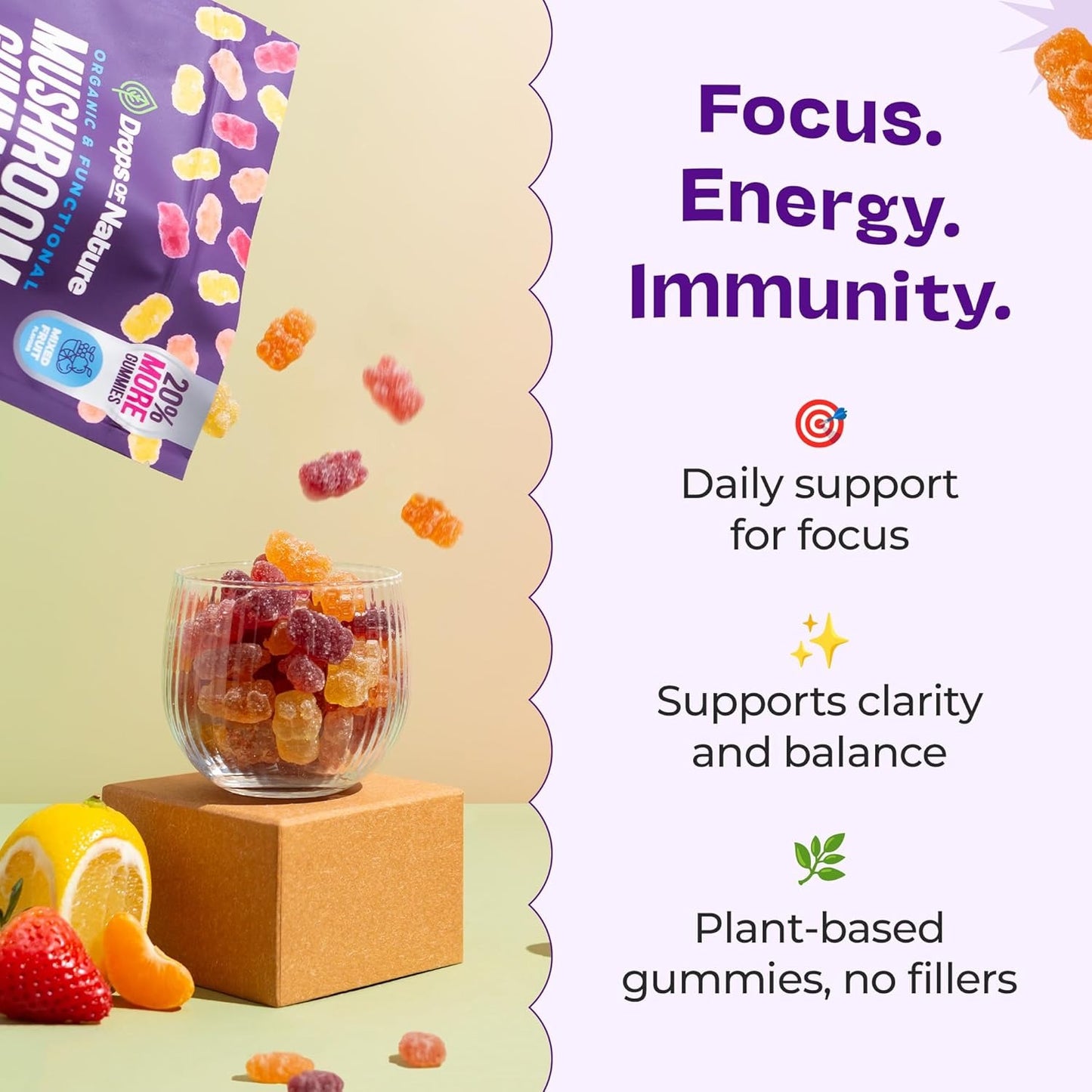 Mushroom Gummies - Focus e Energia Mental Natural